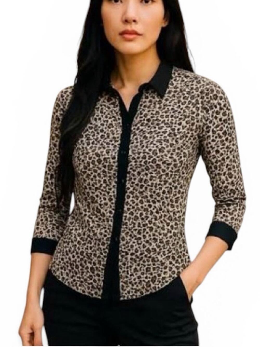 Anne Fontaine Pyla Animal Print Shirt See Through Blouse Top Sz 38 Designer NWT